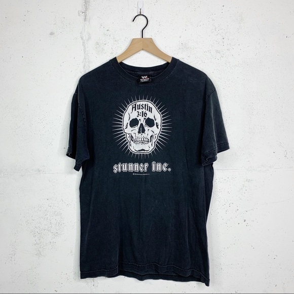 WWE Stone Cold Stunners Steve Austin Graphic Skull Tee Shirt Size L - Picture 1 of 9